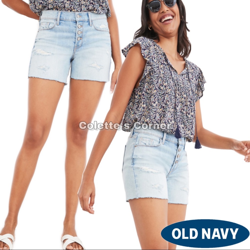 Mid-Rise Distressed Cut-Off Jean Shorts 5” inseam